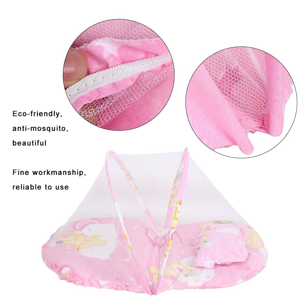 Portable Folding Cute Cartoon Pattern Baby Mosquito Net with Sleeping Pad Pillow