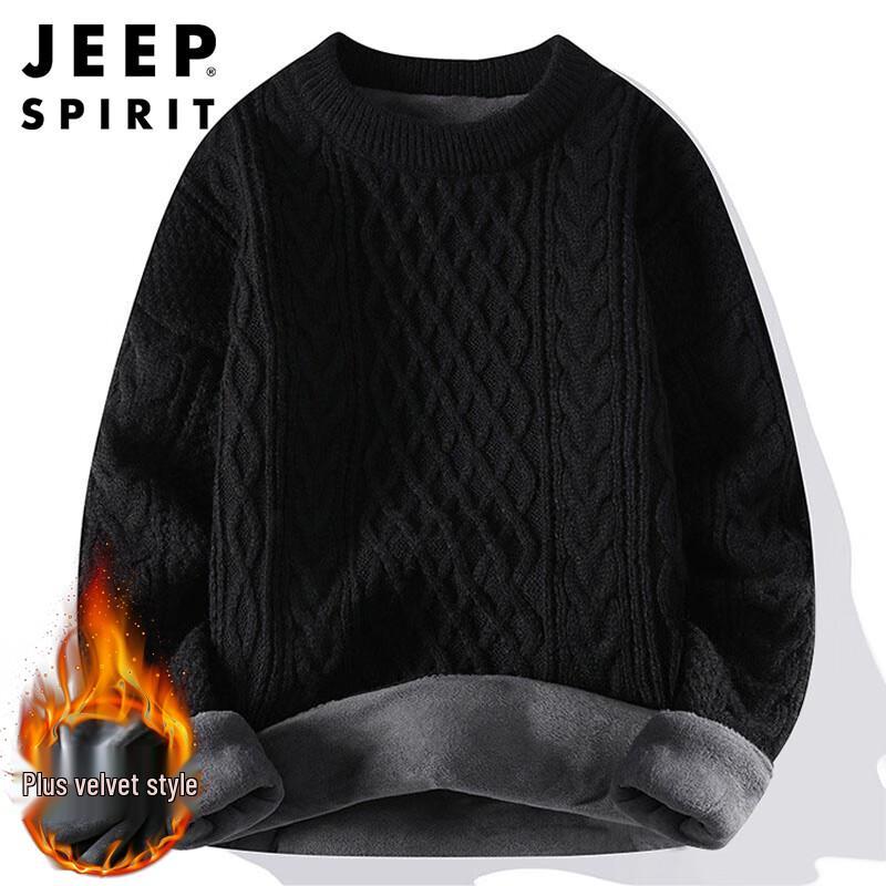 JEEP SPIRIT Men's Cable Knit Crew Neck Sweater