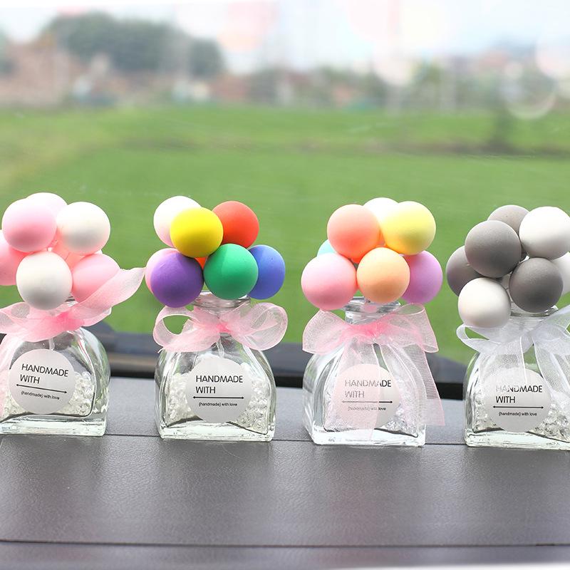 Macaron Glass Car Perfume Ornament with Colorful Confession Balloon Design