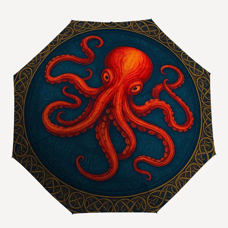 Octopus Tapestry Wall Hanging - Nautical Decor, Sea Life Art, Coastal Home Decor Umbrella, Portable 3-Fold Compact Umbrella for Men & Women R149