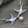 Naszyjnik Ptak z Latającą Perłą - Urocza Jaskółka, Wróbel, Koliber Wisiorek