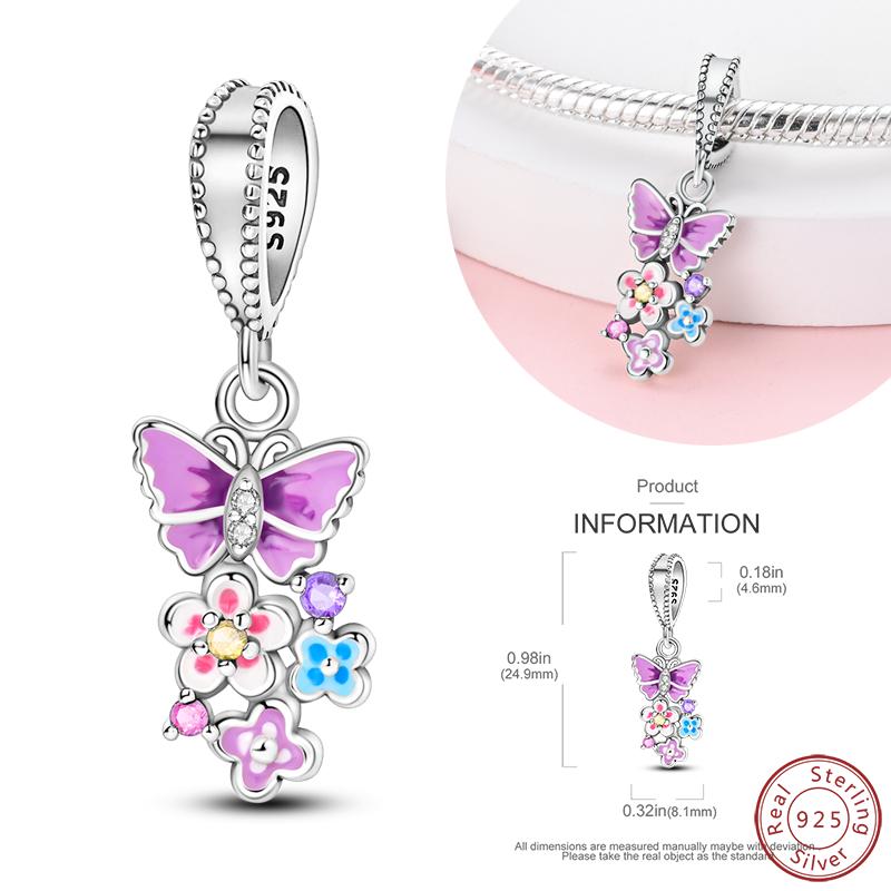 Real Copper Mysterious Purple Series Charms Bead Fit Original Bracelet Pendants Diy Jewelry Gift