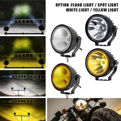Lot de 1 ou 2 feux antibrouillard LED pour moto, blanc et jaune, projecteur/projecteur, lampe auxiliaire universelle DC 12-48 V