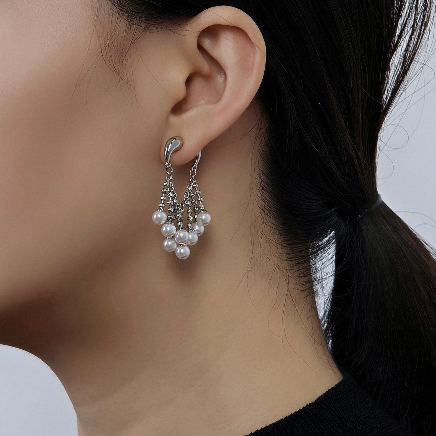 

Элегантные французские серьги-кисточки с жемчугом - Роскошные женские пусеты 2025 Новинка