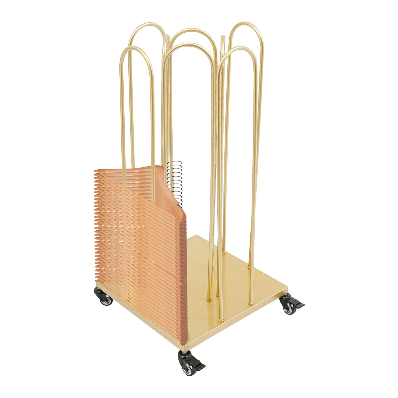 Gold Hanger Organizer Stacker,Hanger Rack Stand Storage with 4 Brakes Universal Wheels for Laundry Room Bedroom Clothing Store золотой