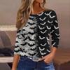 3/4 Length Sleeve Womens Tops Floral Print Vintage Fashion Casual Loose With Round Neck Plus Size Shirts