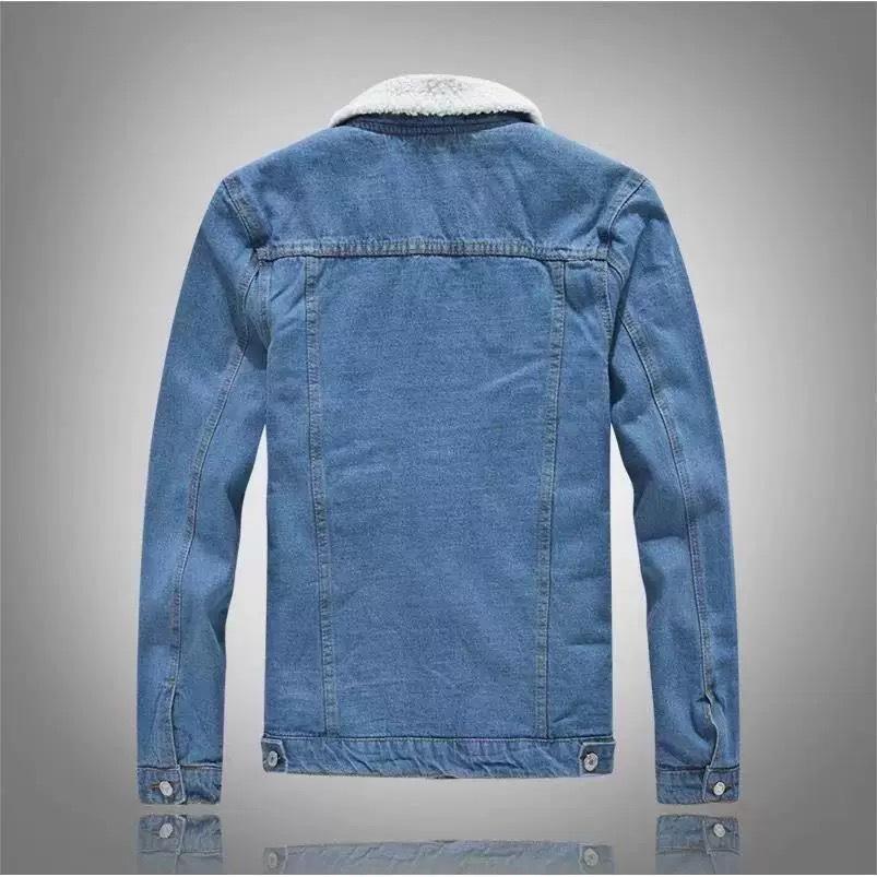 Winter Warm Fleece Denim Jacket Fashion Mens Vintage Thick Jackets and Coats Plus Size