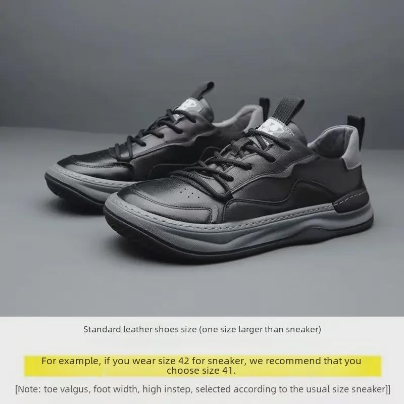 Pánské evropské boty z pravé kůže s tlustou podrážkou, prodyšné, ležérní, bílé - Trend pro jaro 2025