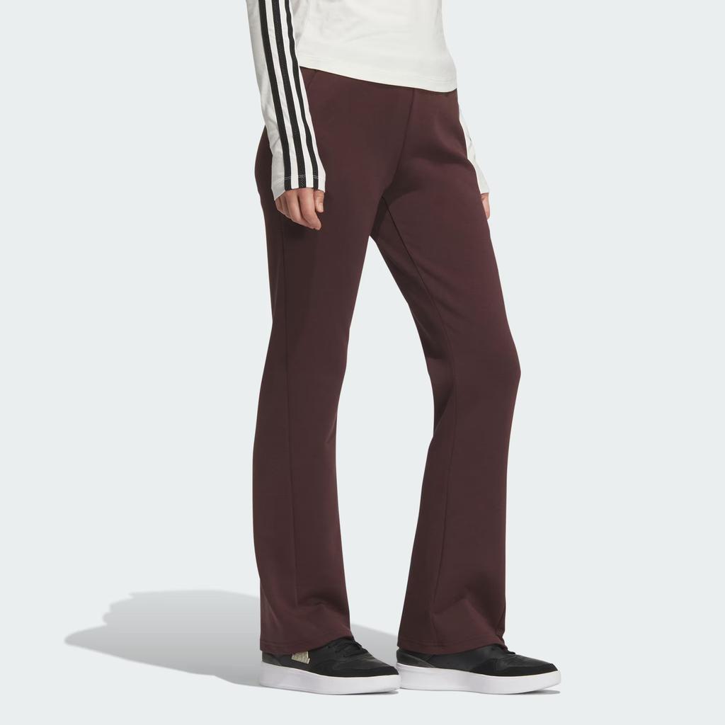 Adidas FW24 Doubleknit Flare Modern Series Fashion Logo Knit Sports Pants Women Pants Dark-Gray Brown JX6841
