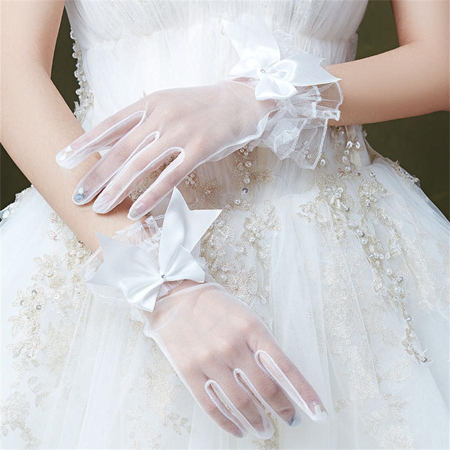 Women's Vintage Lace Bow Gloves for Evening Party Prom
