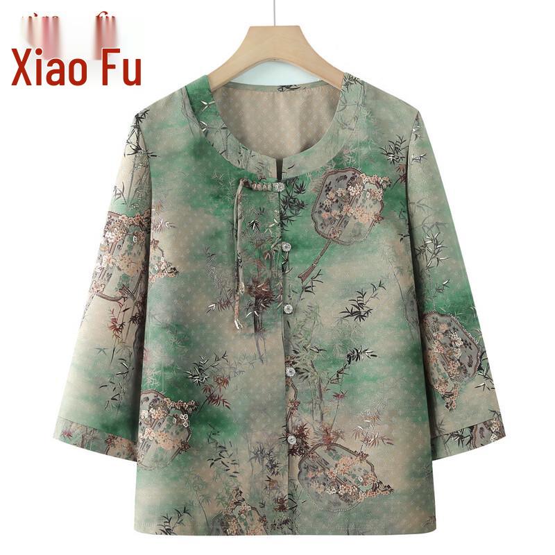 

Elderly Women s Chinese Style Floral Summer Shirt 7XL