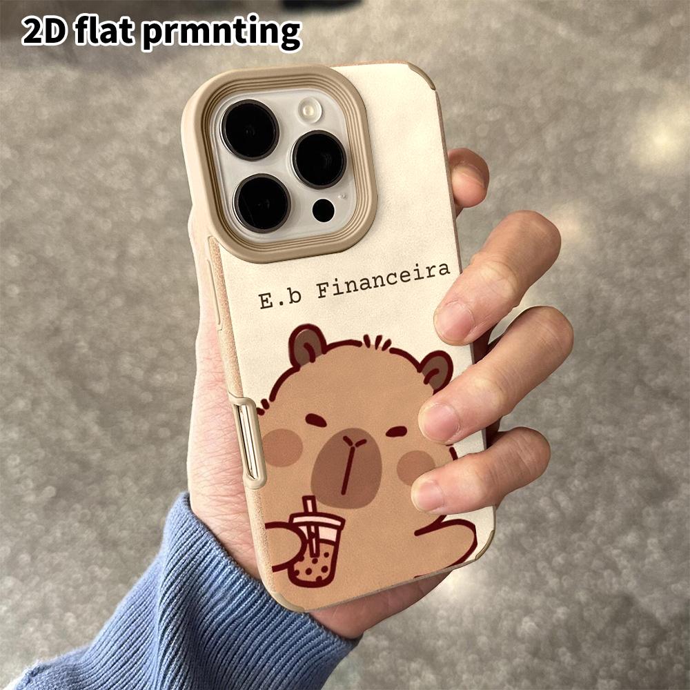 Phone Case: 2D Flat Lambskin Suitable for iPhone 18, 17, 16, 15, 14, 13 Pro Film Protective Case, Light Beige Background, Christmas and Halloween Gift
