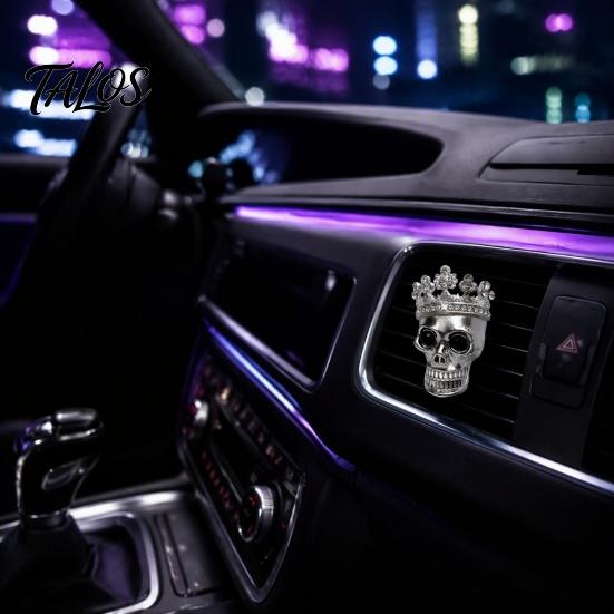 Car Odor Eliminator Crown Skull Air Freshener Vent Clip, Fragrance Diffuser, Metallic Holiday Gift for Owners Gothic Auto Interior Decoration