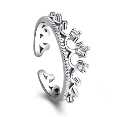 Design Crown Goddess Style Silver Ring Silver Plated Corolla Ring Hand Jewelry