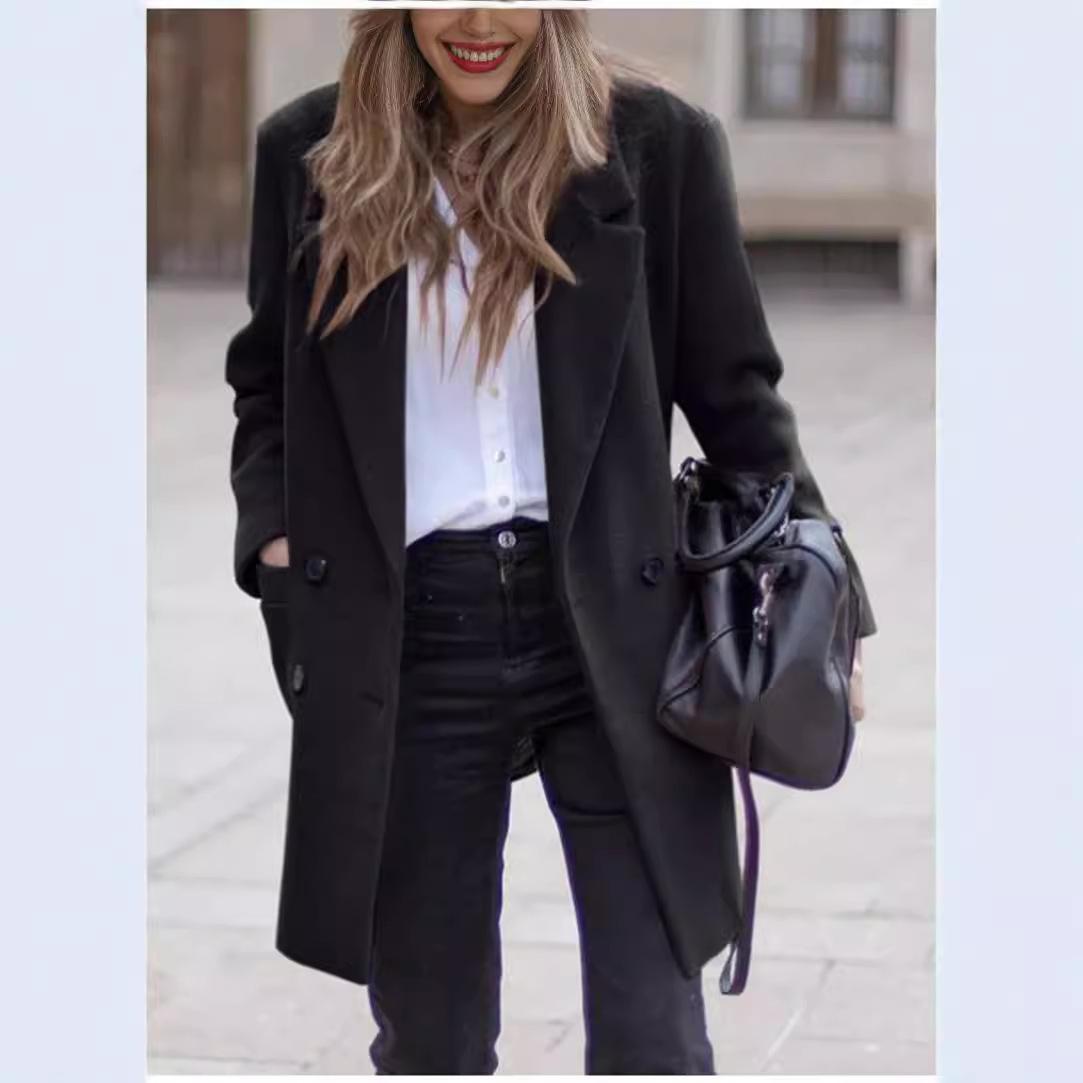 

Осенне-зимнее шерстяное женское пальто средней длины большого размера 2XL