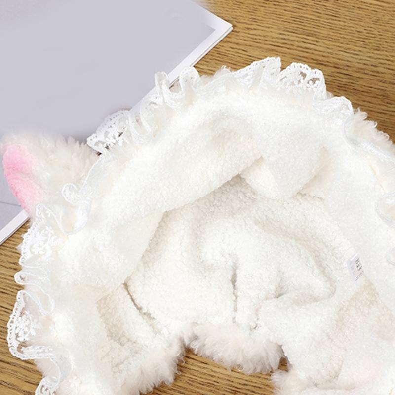 Furry Cartoon Head Cover with Ear for Outdoor Sports Furry Hat Bonnet Lamb Oversized Headgear Hat for Winter
