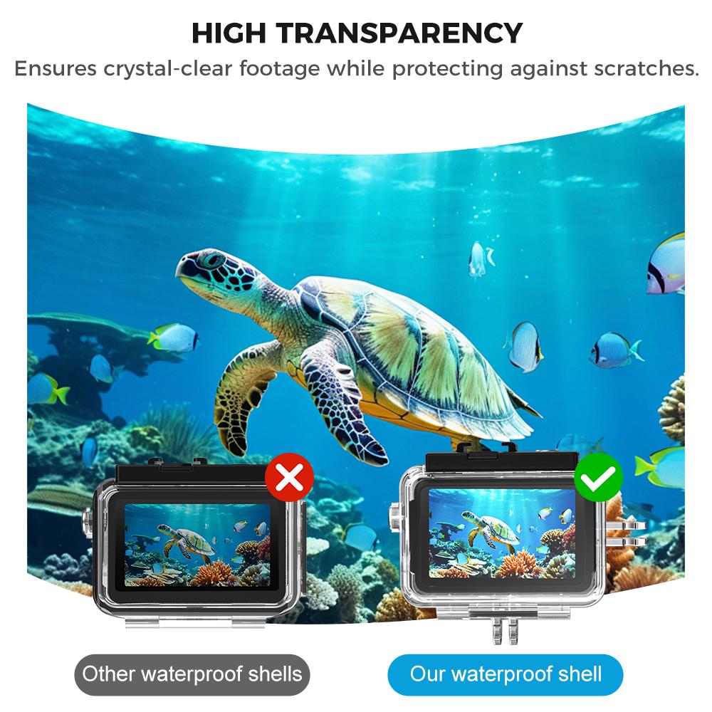 Waterproof Case for DJI Osmo Action 6, Vertical & Horizontal Mount Housing with Cold Shoe, 11M Underwater Dive Shell
