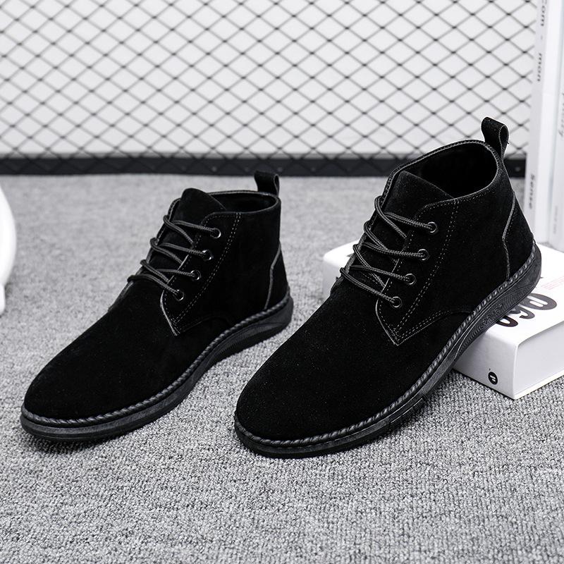 Męskie jesienne buty casualowe typu high-top ze sznurowaniem z przodu i spiczastym noskiem w stylu brytyjskim