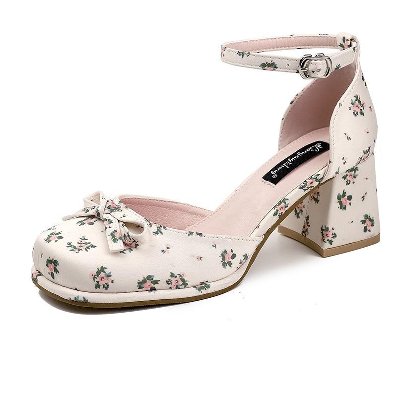 Mary Jane Shoes Women's New Color Thick Heels High Heels Summer Dress Wear Hollow Sandals