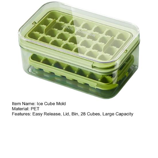 Large Ice Cube Tray with Lid And Bin Easy-Release Stackable Ice Cube