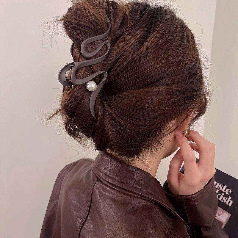 Silver Textured Metal Shark Hair Claw - Women's Stylish Updo Clip Accessory