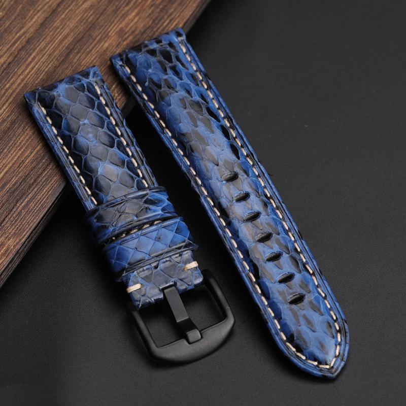 Handgefertigtes Python-Leder-Uhrenarmband 20 22 24 26MM, Kompatibel Mit Für PAM111 441 Blau Grün Grau Und Weiß Herrenarmband