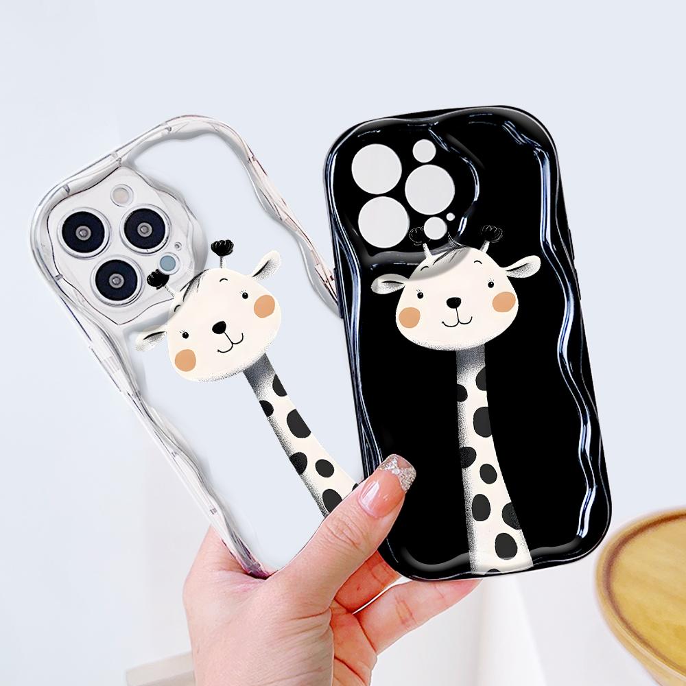 Søt tegneseriemønster krem tekstur deksel Bølget kant mykt silikondeksel Telefonveske for Samsung