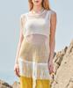 KOLEAT Layered Net See-Through Waterbomb Loose Fit Sleeveless [White]