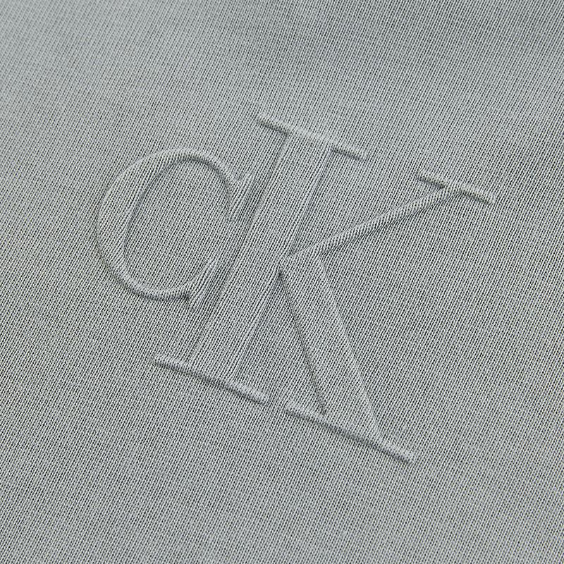 Calvin Klein Monochrome Letter Embossed Heavyweight Cotton Crew Neck Short Sleeve T-Shirt Men Tops Gray Blue J323272-PN6