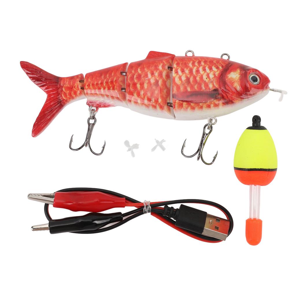 Robotic Swimming Fishing Bait Multi Jointed USB Rechargeable Electric Fishing Lure with LED Light