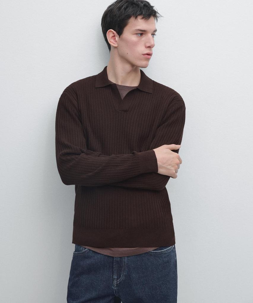 Masimodutti Cotton Blend Knit Jersey Polo