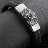 Punk Rock Brățară cu cap de leu din oțel inoxidabil pentru bărbați 11 MM Benzi din piele pe mână Accesorii pentru bărbați Bandă de braț