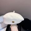 Womens Vintage Irregular Beret Ankle Red Bow Painter Hat Winter