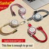 Retractable Crystal One-to-Three Fast Charging Cable: Multi-function for Mobile Phones.