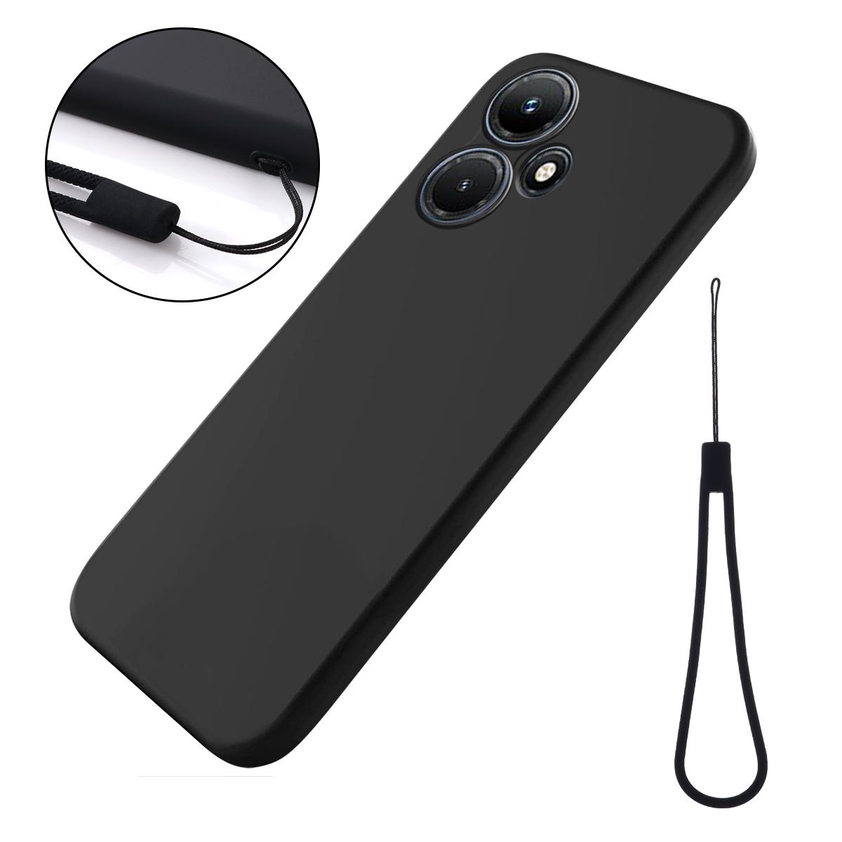 

For Infinix Hot 30 Play Liquid Silicone Anti-Drop Phone Case Soft Lining Protection Cover Black