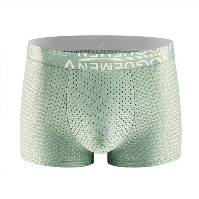 Sommer Herren Unterwäsche Schnelltrocknend Eis Seide Mesh Antibakteriell Große Maschen Vierkant Hose XL hellgrüne