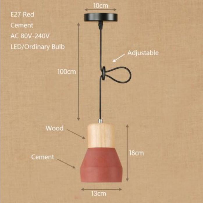 Lustre pequeno moderno industrial de cimento madeira maciça restaurante cozinha café bar