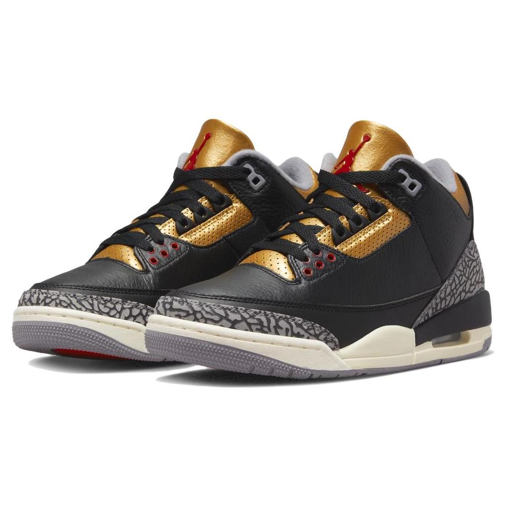 New JORDAN 3 Retro Black Cement Gold Women's CK9246-067