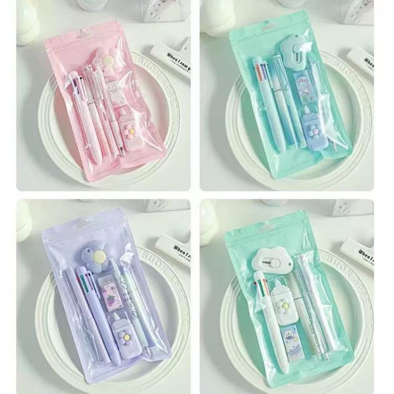 7-Pcs Stationery Set Premium Student Learning Kit Smooth Writing Neutral Pens Ideal Graduation Gift for Teens