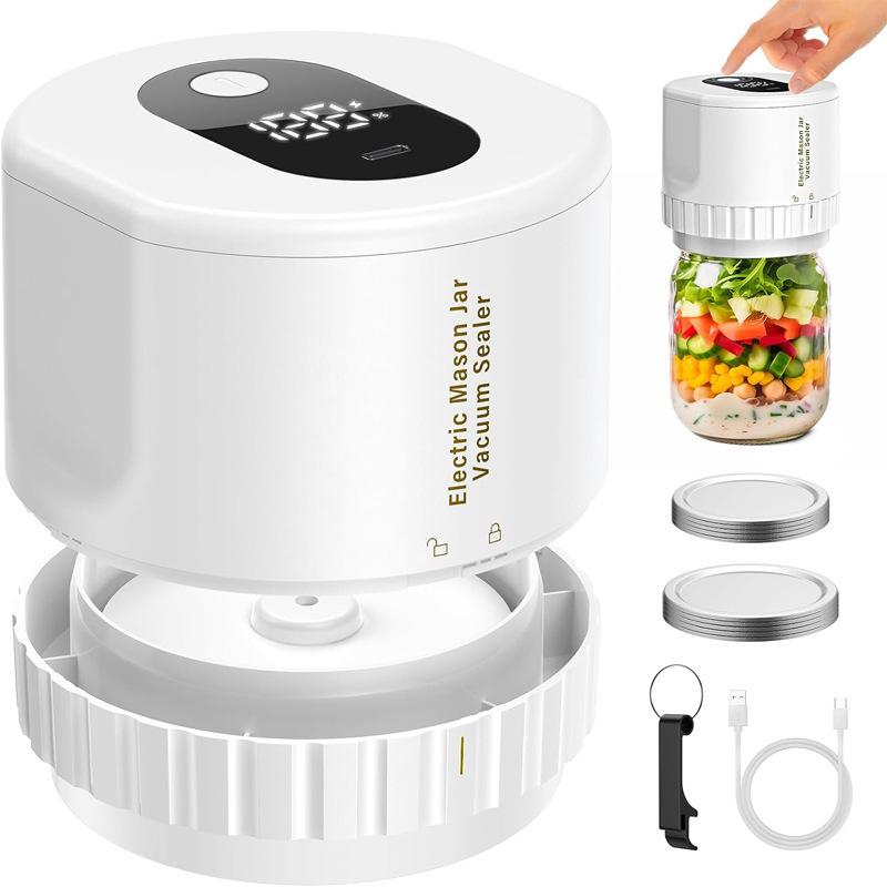 1pc, Electric Mason Jar Vacuum Sealer, Automatic Vacuum Pump With One-Touch Operation, Leak-Proof Seal For Regular And Wide-Mouth Canning Jar