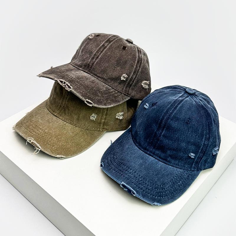 Yiran Bag Women's New Unisex Broken Style Solid Baseball Hats Breathable American Vintage Sunshade Simple Peaked Cap Versatile Fashion Casual Ins 52-60Cm