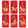 6Pcs/Set Horse Year Spring Festival Red Envelopes Traditional Red Pocket  Spring Festival
