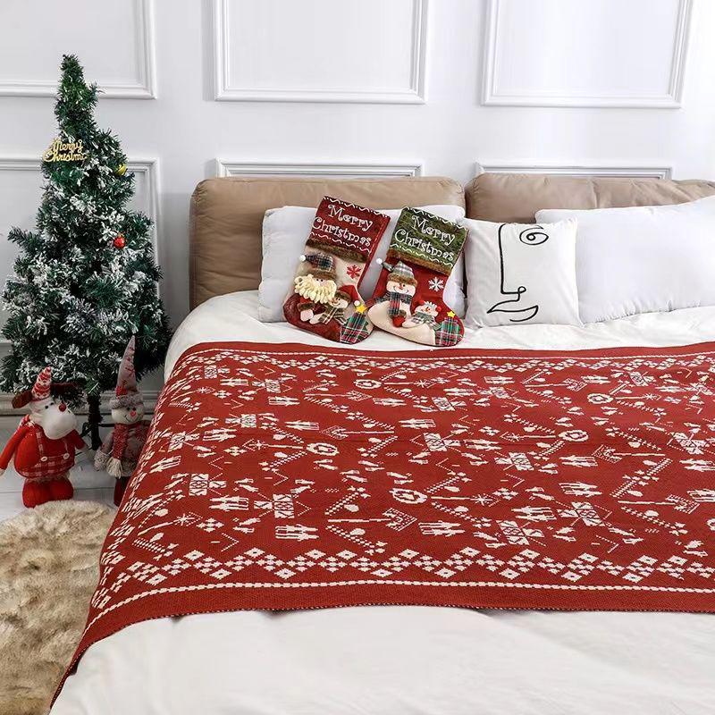 Custom Knitted Jacquard Sofa & Christmas Blanket Gift