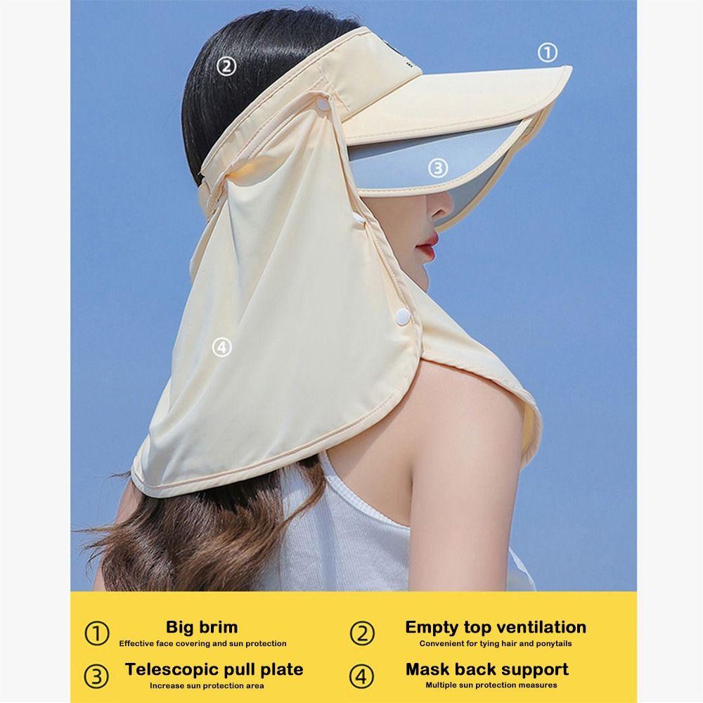 Retractable Wide Brim Beach Caps for Women Protect Neck Summer Hats Breathable Sun Hat  Outdoor