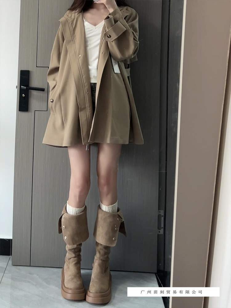 Thick-soled boots women's autumn four seasons but knee suede boots women's thin tall knight boots
