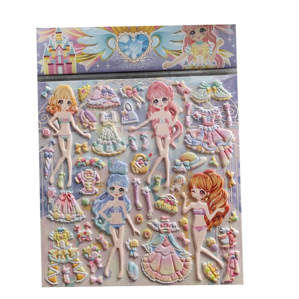 Large-Size Girls' Princess Dress-Up Stickers (4 Styles) Reusable Adhesive Stickers for Notebooks BulingBulingStickers Store