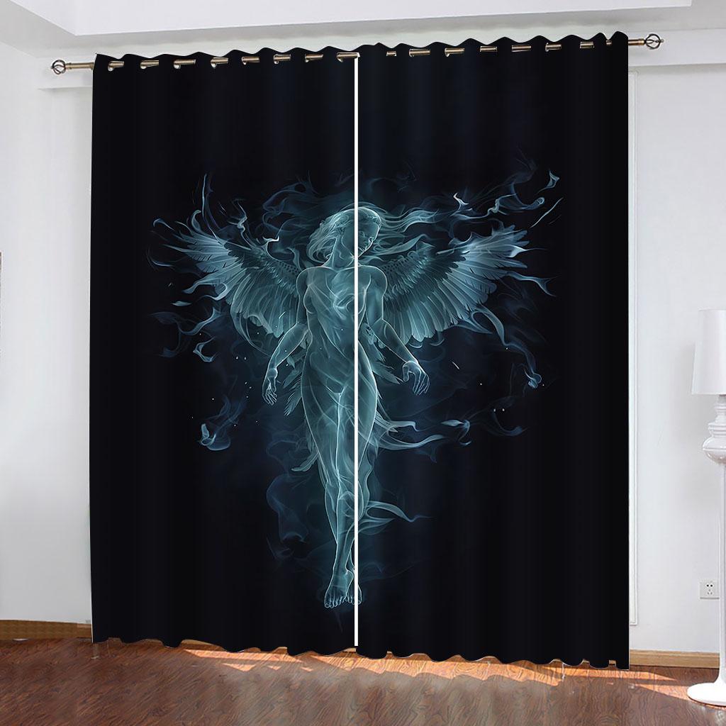 

Шторы для детской комнаты, 3D-шторы с крыльями ангела для спальни, современное украшение для дома, затемняющие шторы для гостиной, подарок для мальчика и девочки 70Wx160Hcmx2&Grommet Top