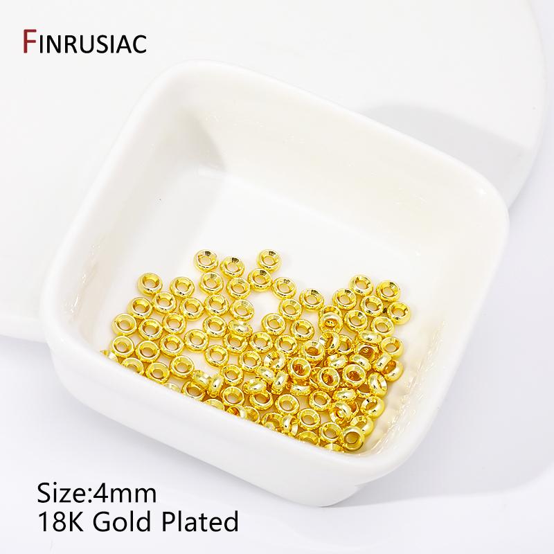 

14/18K Gold Plated Smooth Round Spacer Beads,Brass Flat Loose Beads Separators For DIY Bracelet Beading Jewelry Accessories 20 pieces
