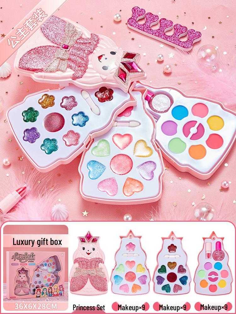 Set de jucării de machiaj pentru copii: Ruj și Kit Cosmetic pentru Fete cu Vârsta Între 3-6 Ani - Ediție Casă de Joacă