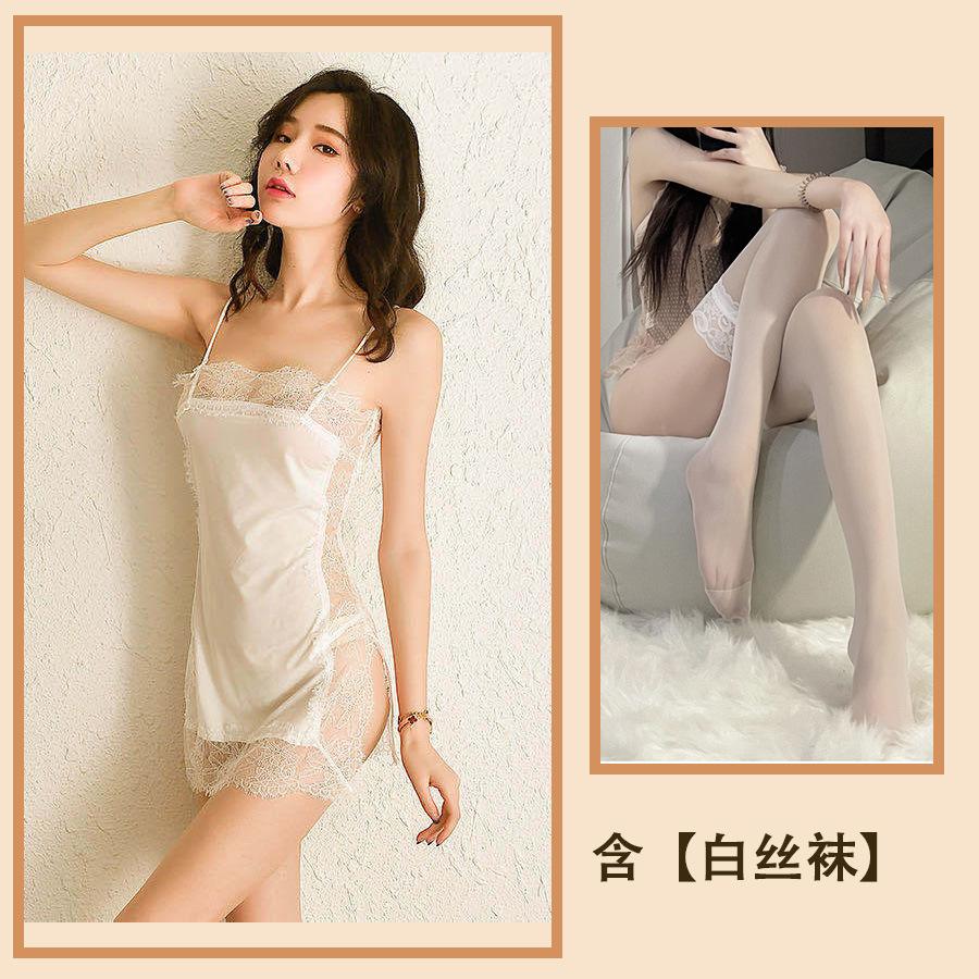 

Сексуальна нижня білизна, сексуальні підтяжки, піжами, мереживо, крижаний шовковий топ-трубка, бічне отвір, флірт, уніформа, комплект нічної сорочки. One size